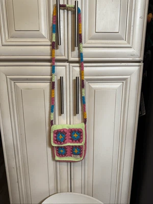 Zara Women's Flap Crochet Floral Sling Crossbody Bag Multicolor Small - Image 1 of 4