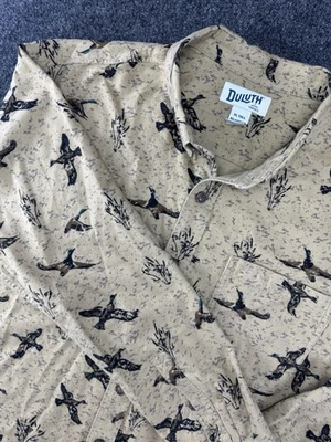 Duluth Trading Co Shirt XL Tall Duck Print Button Up Long Sleeve 27x33.5L - Image 1 of 4