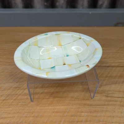 Nuevo Jabonera MacKenzie Childs Esmaltada a Cuadros Pergamino Ovalada 5.5" Retirada Foto 1 de 4