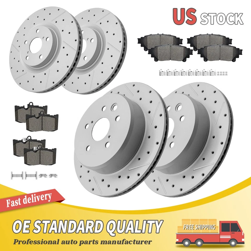 Rotores de freno perforados delanteros y traseros pastillas de cerámica para Lexus GS350 IS300 IS350 RC300 Foto 1 de 4