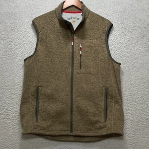 ORVIS Herren braun Pullover Weste Größe Large durchgehender Reißverschluss Polyester Strick Wandern Schicht - Bild 1 von 8