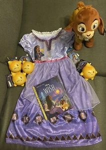 Disney WISH set sz 4 Asha Nightgown PJ Book Animated Plush Goat 4 Surprise Stars - Picture 1 of 11