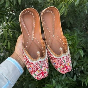 Ethnic Designer Wedding Casual Shoes Punjabi Jutti Bridal Flats Indian SS125 - Picture 1 of 5