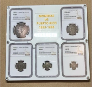 1895 Puerto Rico Coins 1. Peso 20c 1896 40c 10c 5c Toned NGC ๐ต๐ท๐ต๐ท๐ต๐ท - Picture 1 of 6