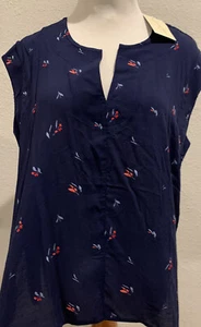 WOMENS SMALL UNIVERSAL THREAD LOOSE FIT BLOUSE NAVY BLUE NEW - Picture 1 of 10