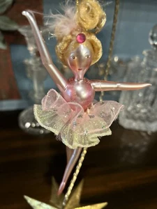 DILLARD'S TRIMMINGS BLOWN GLASS BALLERINA  ORNAMENT Pink &  White In Tutu 6.5" - Picture 1 of 8