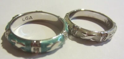 Lauren G Adams LGA Enamel Crystal  Stacking Rings  blue /white - Image 1 of 4