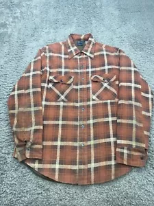 Vtg JC Penney Jacket Men Large Rusty Orange Plaid Western Flannel Shacket 70s - Picture 1 of 12
