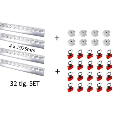 LOADCARE Starterset 4x2m Airlineschiene Zurrschiene halbrund gebohrt+Endkappen+Fittinge