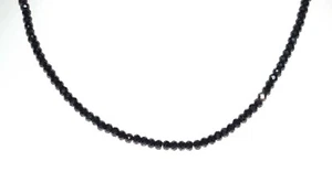 Collar de piedras preciosas de espinela negra 4 mm cuentas redondas 925 plata fina 14" GG-64 - Imagen 1 de 10