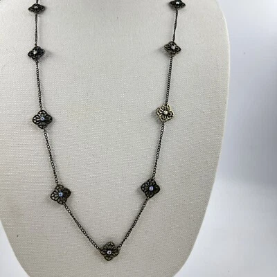 "Collar cadena margarita Premier Designs diamantes de imitación tono dorado antiguo 36""" Foto 1 de 4