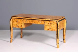 Wunderschöner Art Deco Stil Schreibtisch Bürotisch Antik Stil Birke Office Desk - Bild 1 von 14