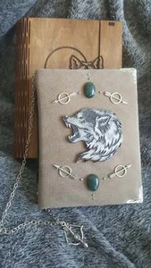 Celtic Legend series Handmade suede brown paper notebook in wooden box - Picture 1 of 5