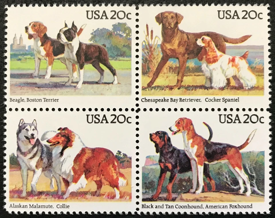 1984 Scott #2098-2101 - 20¢ - DOGS - Block of Four - Mint NH  - Image 1 of 1