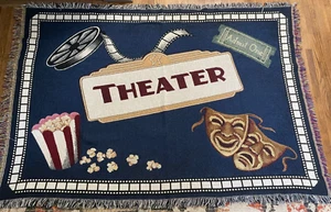 Blaues THEATER gewebte Baumwolldecke Überwurf Wandteppich, Mann Höhle Familienzimmer - Bild 1 von 4