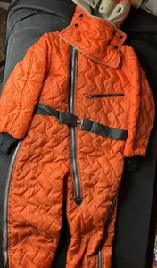 Vintage Snowsuit Orange Hooded Belted muzzler trail craft sportswear snowmobile - Picture 1 of 13