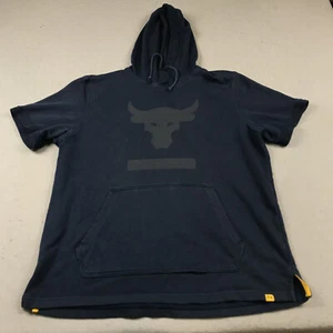Under Armour Project Rock Hoodie Mens Large Blue Gym Sweatshirt Charged Cotton - Picture 1 of 10