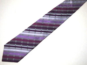 Croft & Barrow Mens Necktie Tie Purple Checkered Stain Resistant Silk 60" - Picture 1 of 3