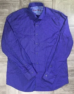 Robert Graham Barta marineblau/lila maßgeschneiderte Passform Baumwolle Shirt - groß - Bild 1 von 9