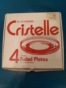 Vintage Cristelle Arcoroc 7 Inch Salad Plates Set Of 4 France Original Box - Picture 1 of 4