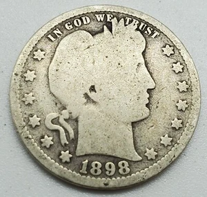 1898 Barber Quarter Dollar 90% Silver US Coin #19 - Picture 1 of 2