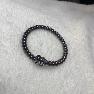 Honora Peacock Grey Natural Pearl Coil Cuff Sterling Silver Beads - Picture 1 of 5