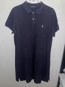 Ralph Lauren Sport Woman’s L Polo Dress Navy Blue Green Pony Logo Preppy Golf - Picture 1 of 14