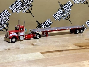 DCP 1/64 Peterbilt 359 Red day cab Flatbed Semi Truck Farm Toy new tooling - Picture 1 of 11
