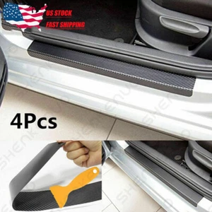 4PC 4D Car Door Sill Protector Carbon Fiber Sticker For Chevy Silverado Z71 - Foto 1 di 12