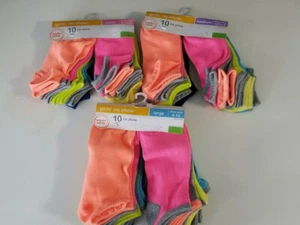 Wonder Nation Girls' No Show Socks 10-Pair, Size Small, Medium & Large - New - Picture 1 of 4