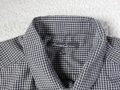 Camisa abotonada a cuadros blanca negra Kenneth Cole para hombre talla L Foto 1 de 4
