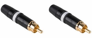 2 Neutrik Rean NYS373-9 RCA Spina Phono Maschio, Nero con Contatti Oro - Anello Bianco - Foto 1 di 1