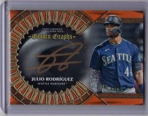 2023 Topps Five Star Golden Graphs Auto Orange Refractor Julio Rodriguez 5/5 - Picture 1 of 2