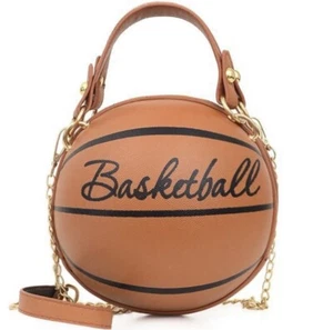 Basketball Shoulder Women Messenger Bag Purse Tote Mini Crossbody Round Handbag - Picture 1 of 6