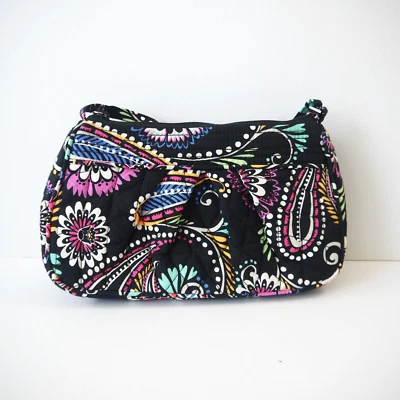 Bandolera Vera Bradley Pequeña Negra Paisley 'Bandana Swirl' Frannie 5.5" ht  Foto 1 de 4