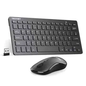 TECKNET Mini Wireless Keyboard & Mouse Set, 2.4G Cordless USB TK-KM001 Black - Picture 1 of 7