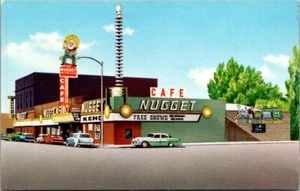 Carson City NUGGET CAFÉ Nevada NV coches clásicos CASINO restaurante postal - Imagen 1 de 2