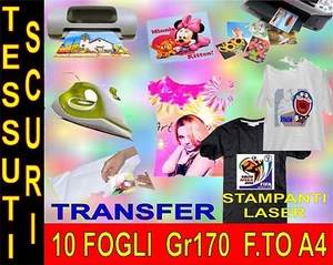 10 FOGLI A4 170 GR CARTA TRANSFER FOTOGRAFICA TESSUTI SCURI STAMPA INKJET - Foto 1 di 1
