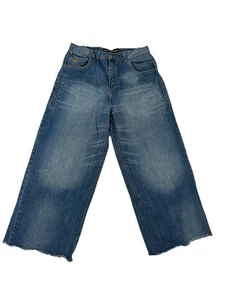 Vintage Y2K Baggy Rocawear sz 18 Boys Jeans Embroidered Distressed Cuff 30x24 - Picture 1 of 13