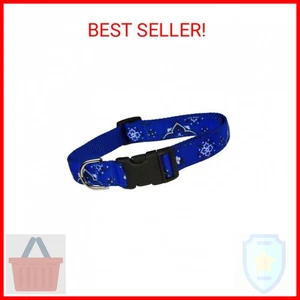 Medium Blue Bandana Dog Collar: 3/4" Wide, Adjusts 13-20" - Made in USA. - Picture 1 of 1