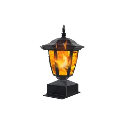 Waterproof Solar Flickering Flame Post Light for Outdoor Yard Walkway Decor - Image 1 of 4