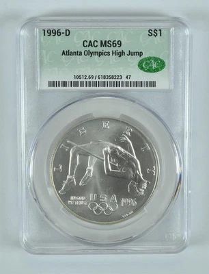 1996-D Olympic High Jump Commemorative Silver Dollar MS69 CAC CACg - Image 1 of 4