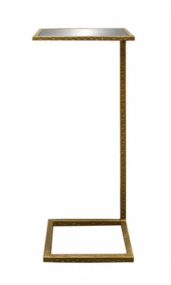 Mesa auxiliar cuadrada espejada de latón y plata de 27" Foto 1 de 4