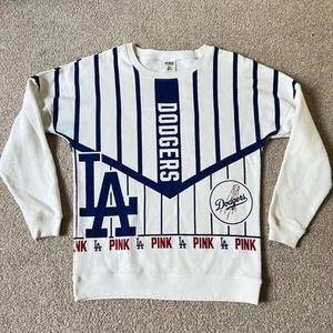 Y2K Victoria’s Secret Pink X MLB LA Dodgers Pullover Crewneck Sweatshirt XS - Picture 1 of 6