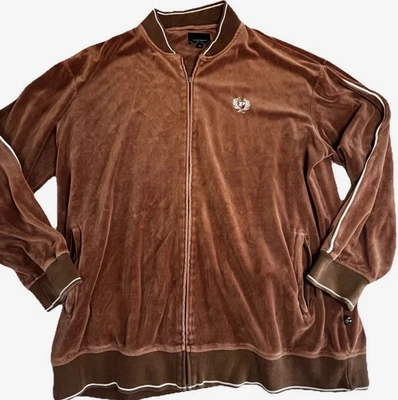 Jaqueta de fazenda Phat vintage XXXL marrom veludo com zíper hip hop Y2K streetwear - Imagem 1 de 4
