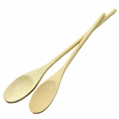 Chef Craft 2pc Solid Maple 12" & 14" Long Wooden Kitchen Mixing Spoon Set - Image 1 of 4