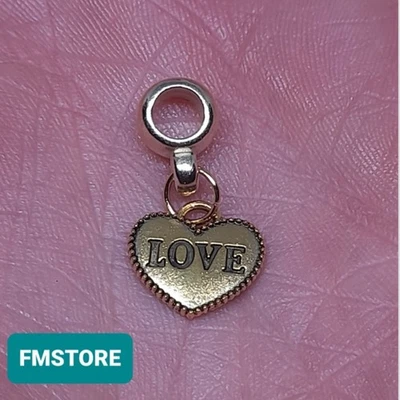 Charm Ciondolo Per Bracciale Cuore Love in Acciaio Tono Oro Gold Gioiello - Immagine 1 di 2