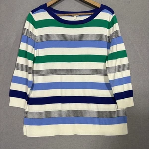 Talbots Streifen Pullover XL 3/4 Arm bunt Strick Preppy Coastal weich Freizeit  - Bild 1 von 7