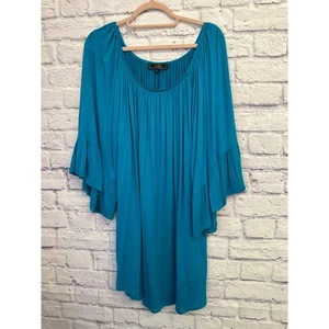 NWT L&B Lucky & Blessed Teal Bell Sleeve Tunic Top Womens Size S - Picture 1 of 7