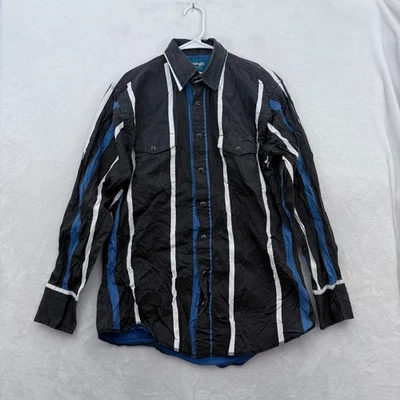 Vintage Wrangler Brushpopper Shirt Men M Stripe Cowboy Rodeo Western - Image 1 of 4